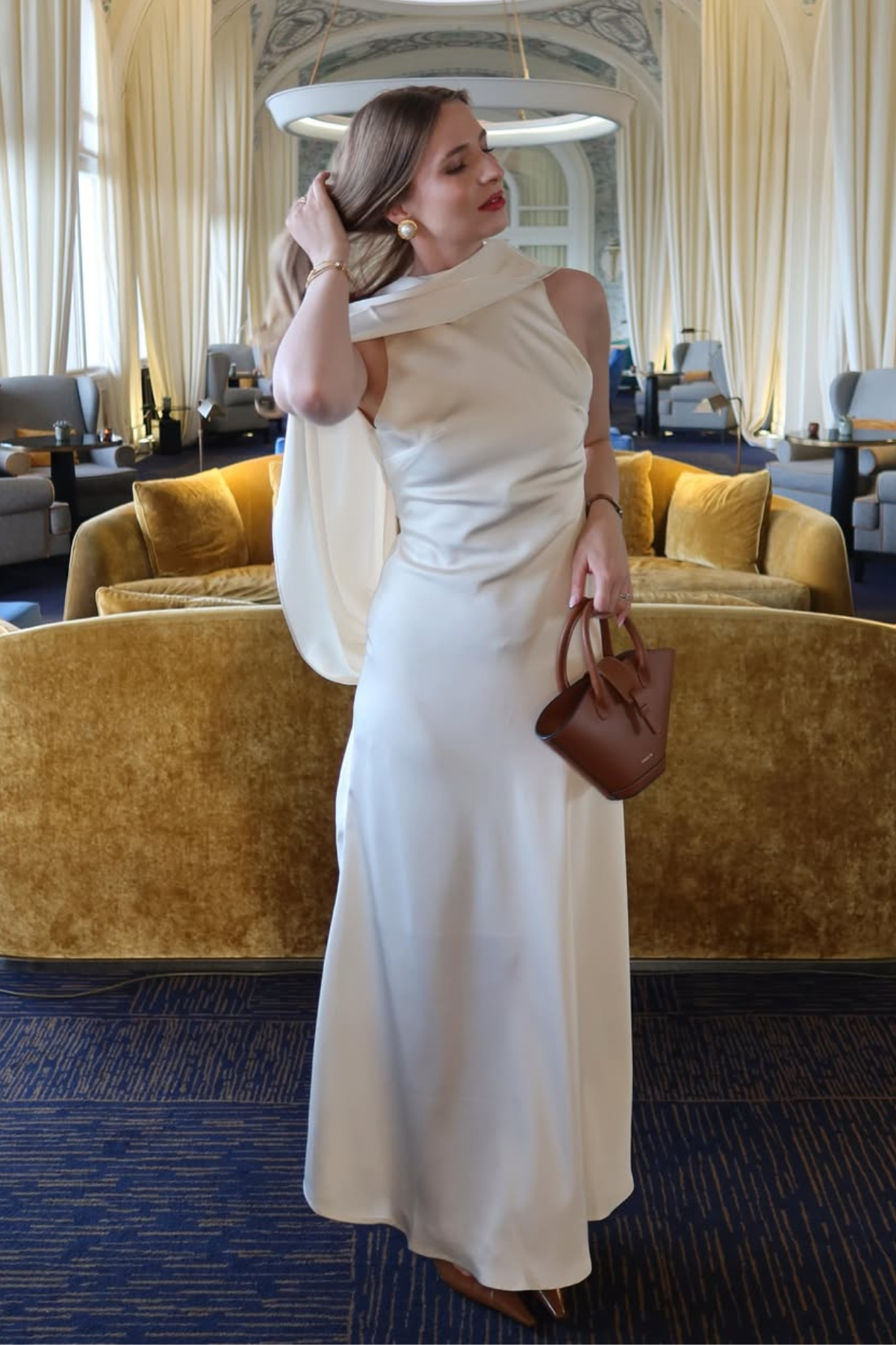 Drago Draped Back Satin Maxi Dress