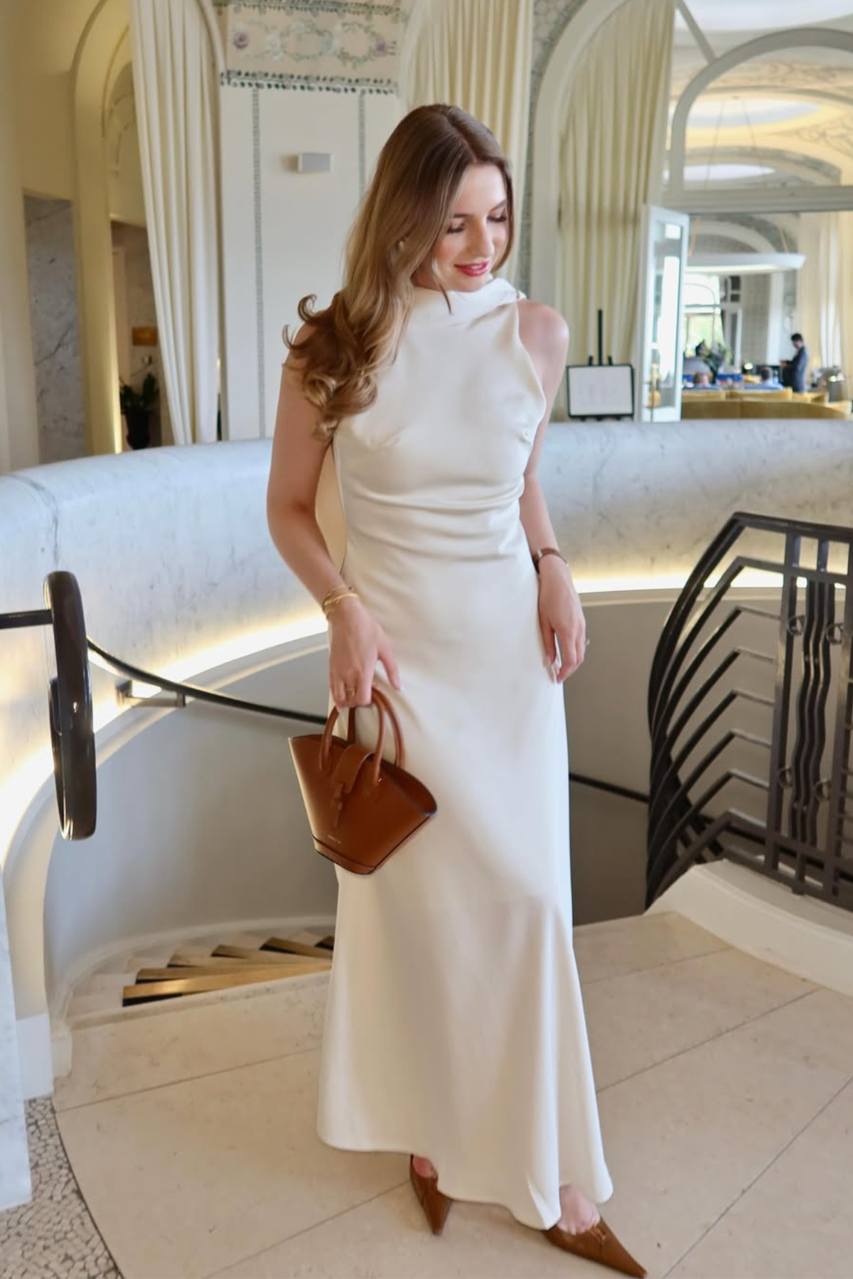 Drago Draped Back Satin Maxi Dress