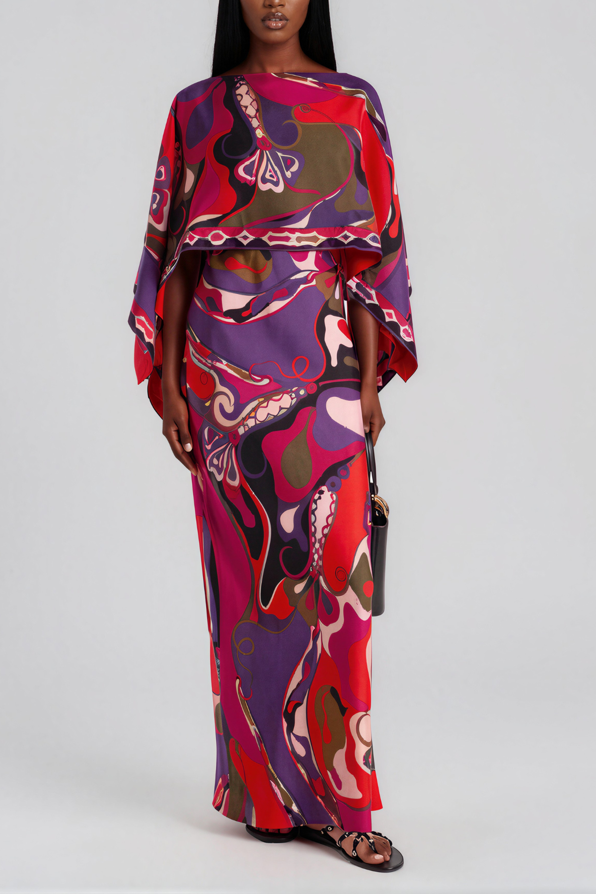 Kahoni Two Piece Print Spaghetti Maxi Dress