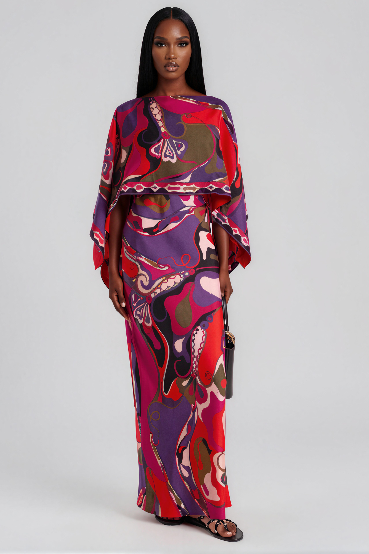 Kahoni Two Piece Print Spaghetti Maxi Dress