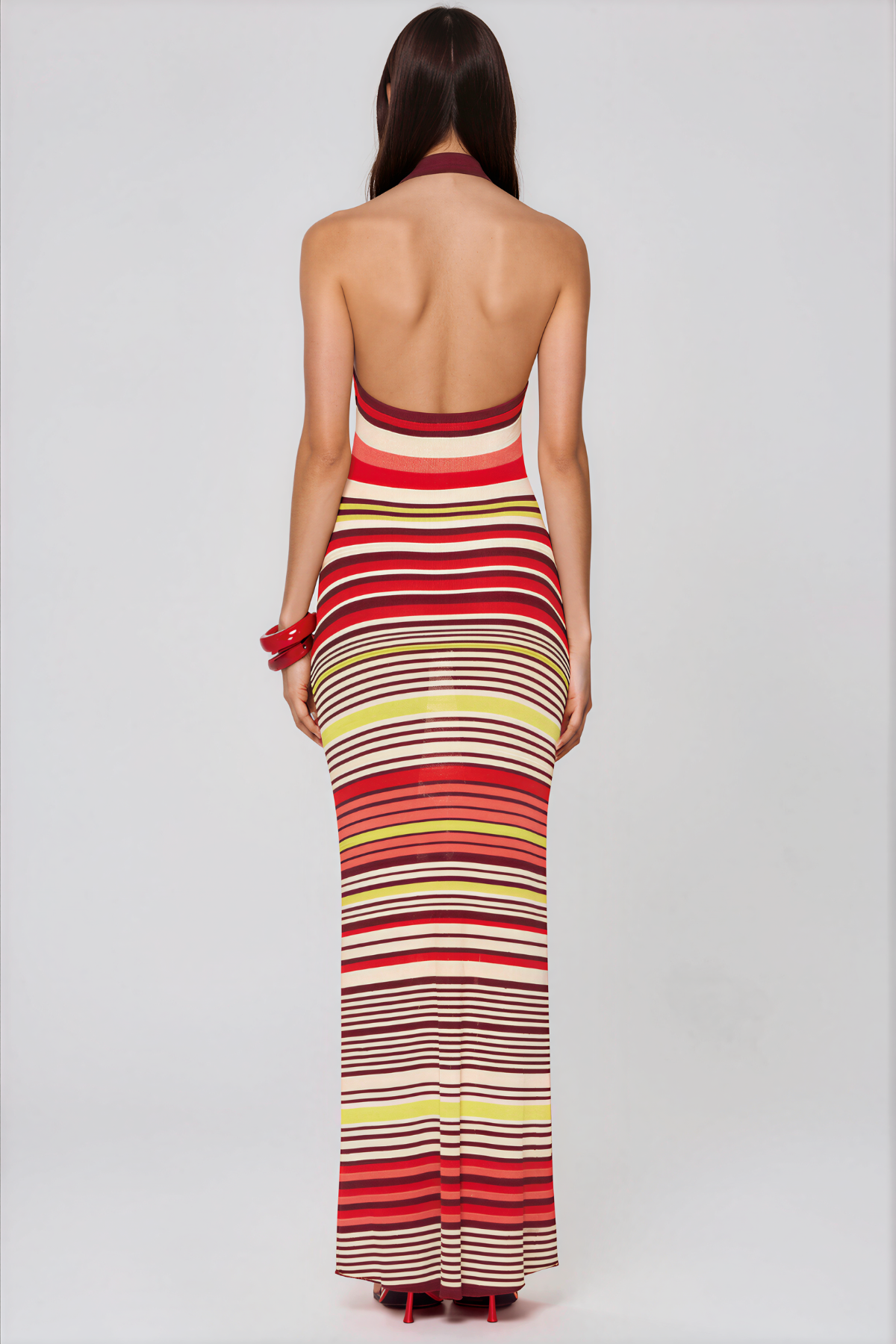 Kalista Halter Neck Stripe Maxi Dress