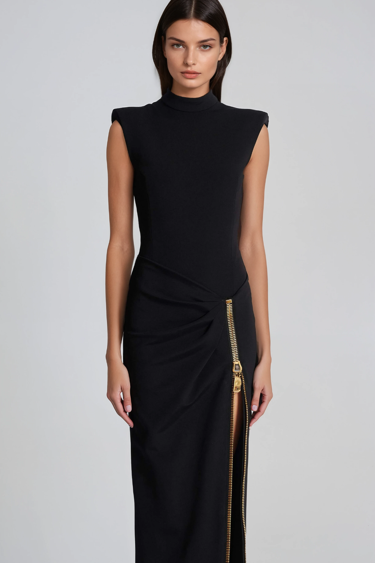 Herodotos Spilt Zipper Maxi Dress