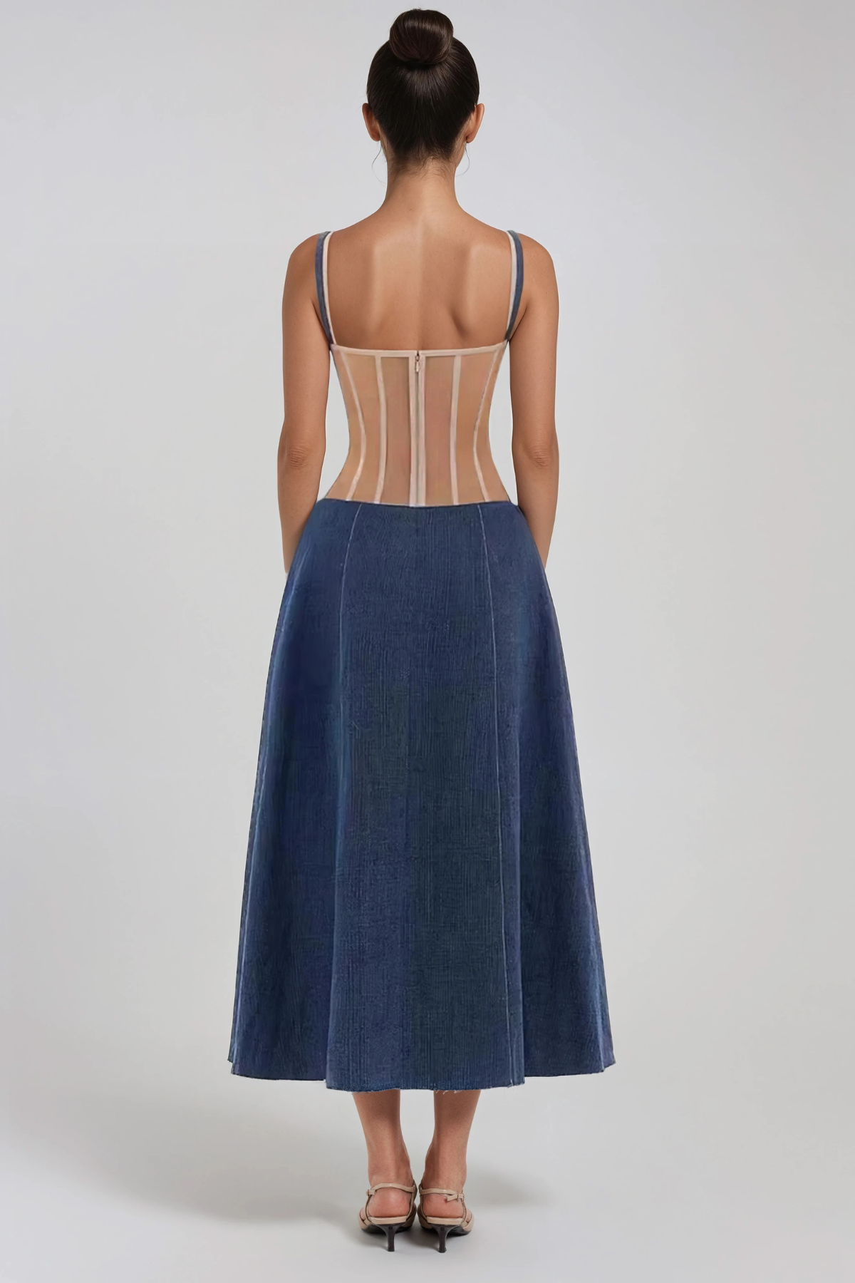 Helvius Spaghetti Denim Midi Dress