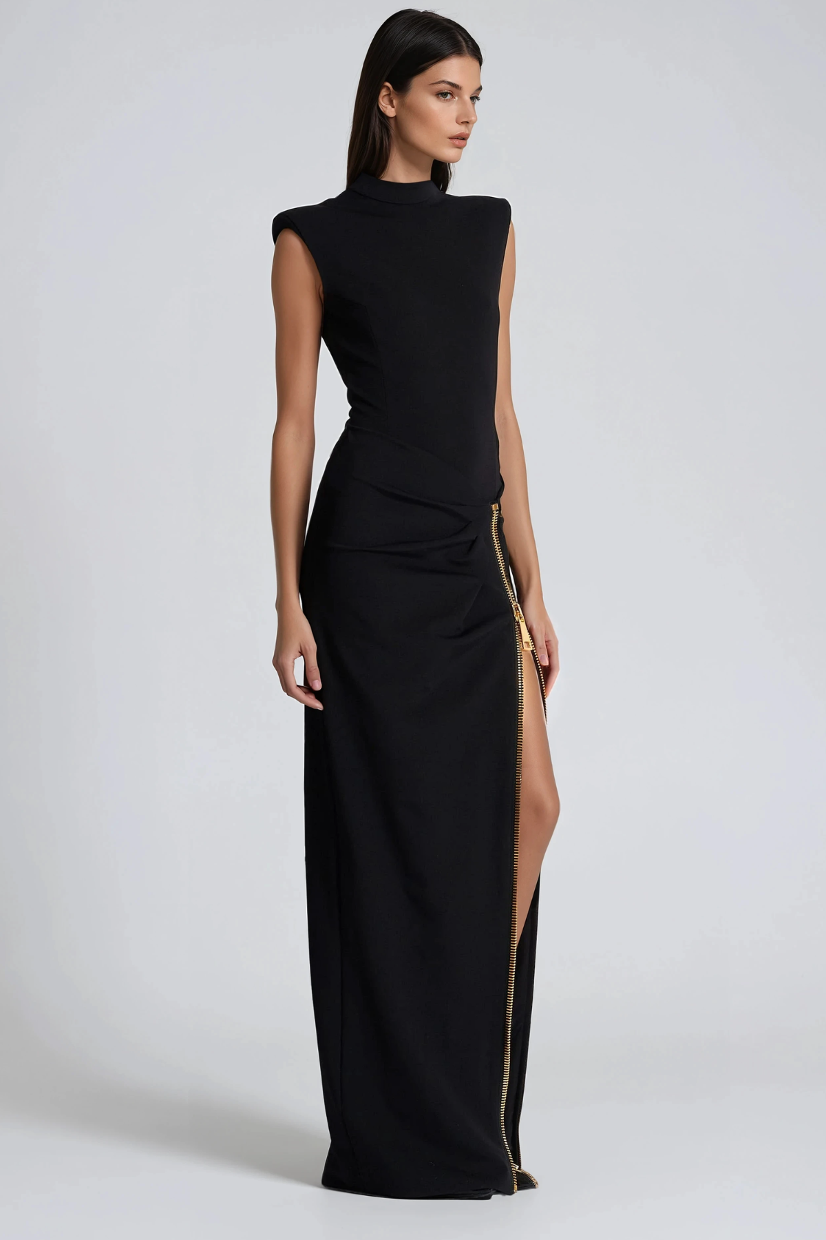 Herodotos Spilt Zipper Maxi Dress