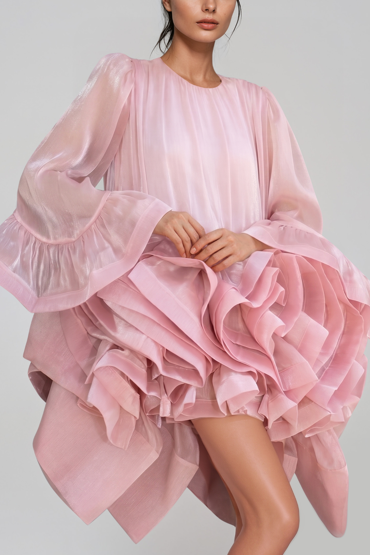 Hervey Bell Sleeve Reffle Mini Dress