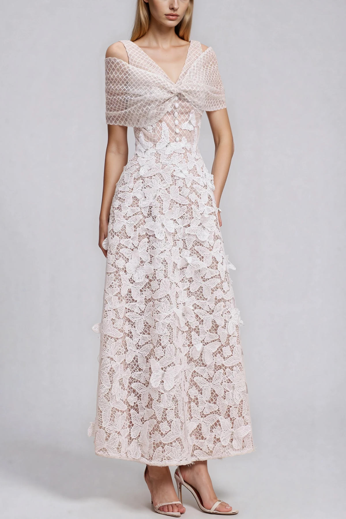 Hartwin Lace Butterfly Maxi Dress