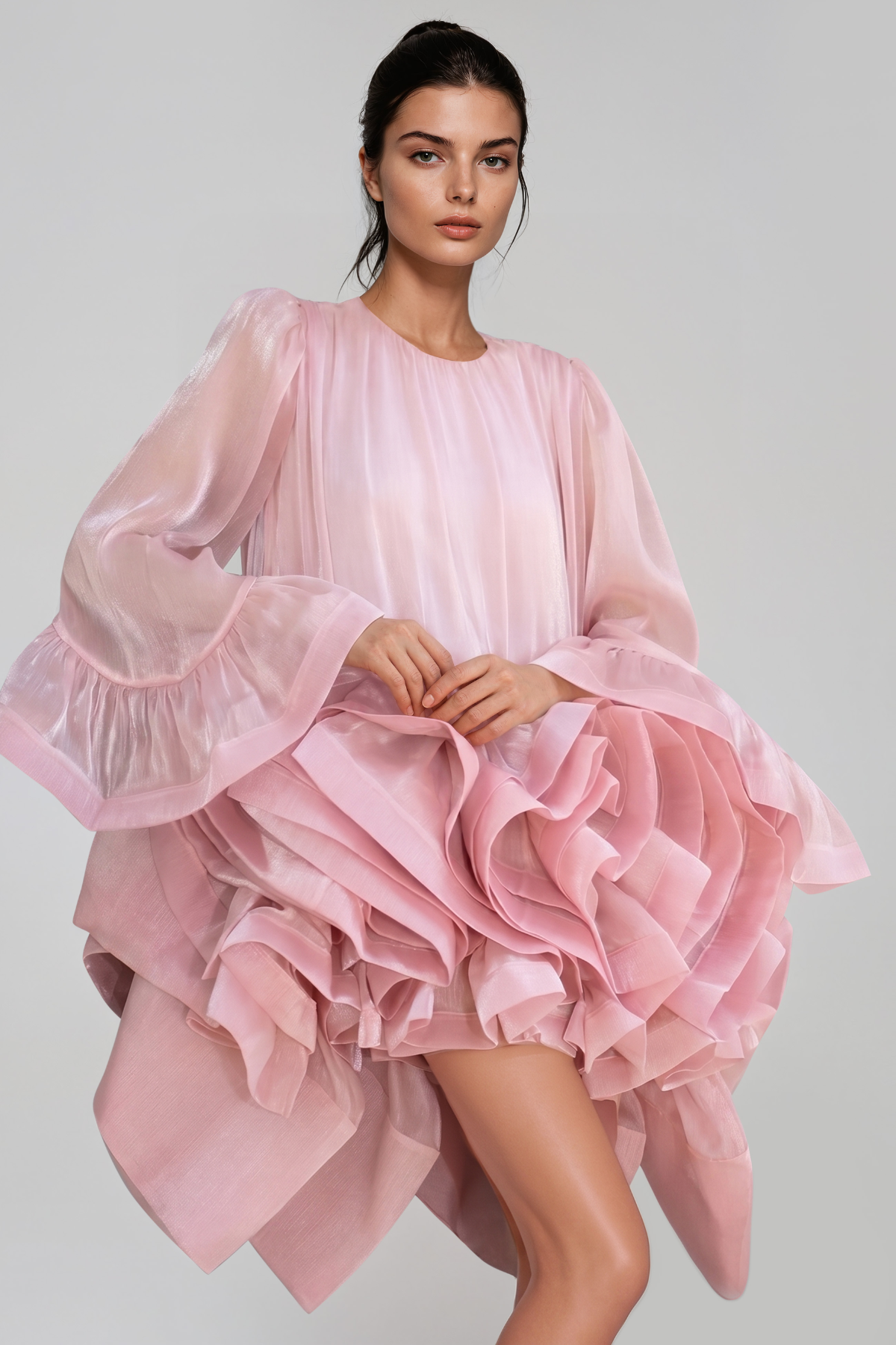 Hervey Bell Sleeve Reffle Mini Dress