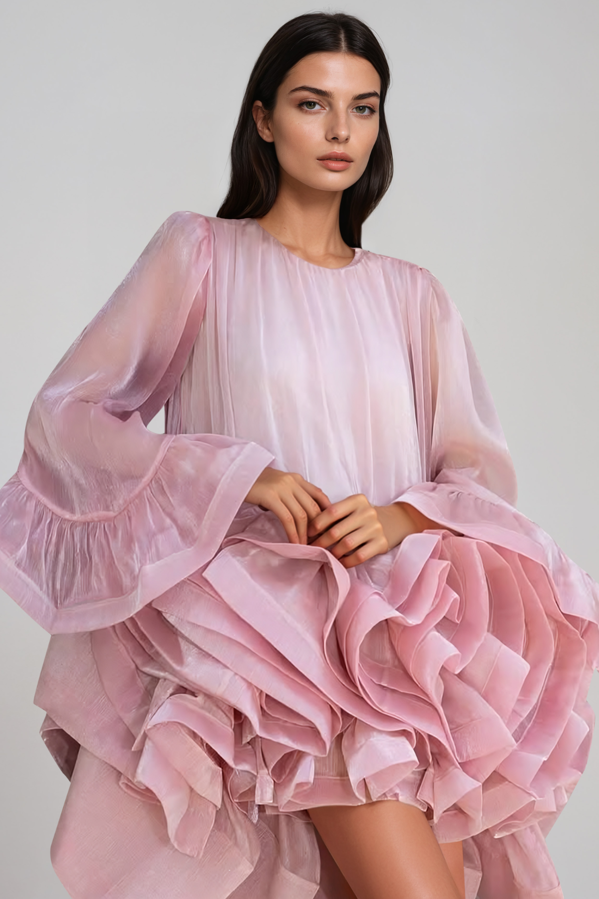Hervey Bell Sleeve Reffle Mini Dress