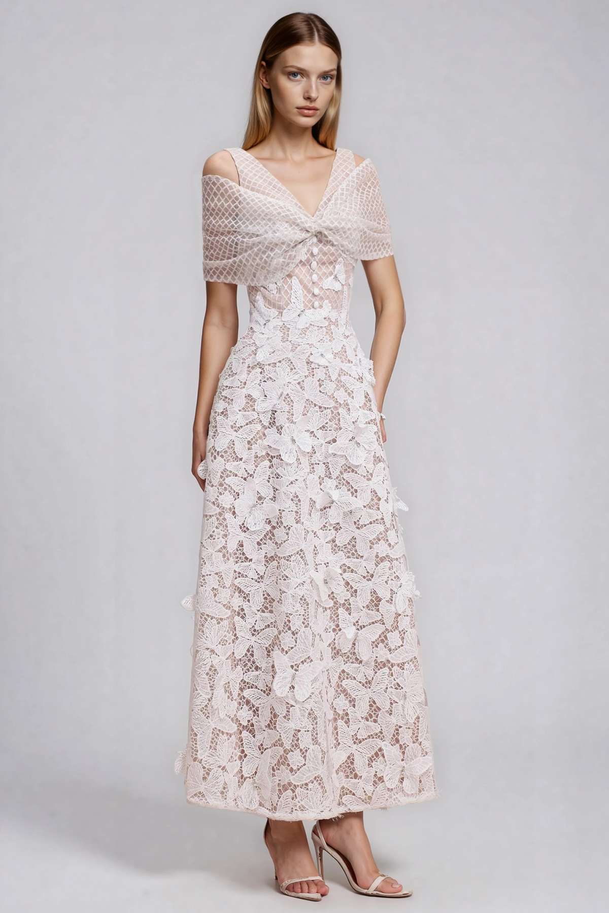 Hartwin Lace Butterfly Maxi Dress