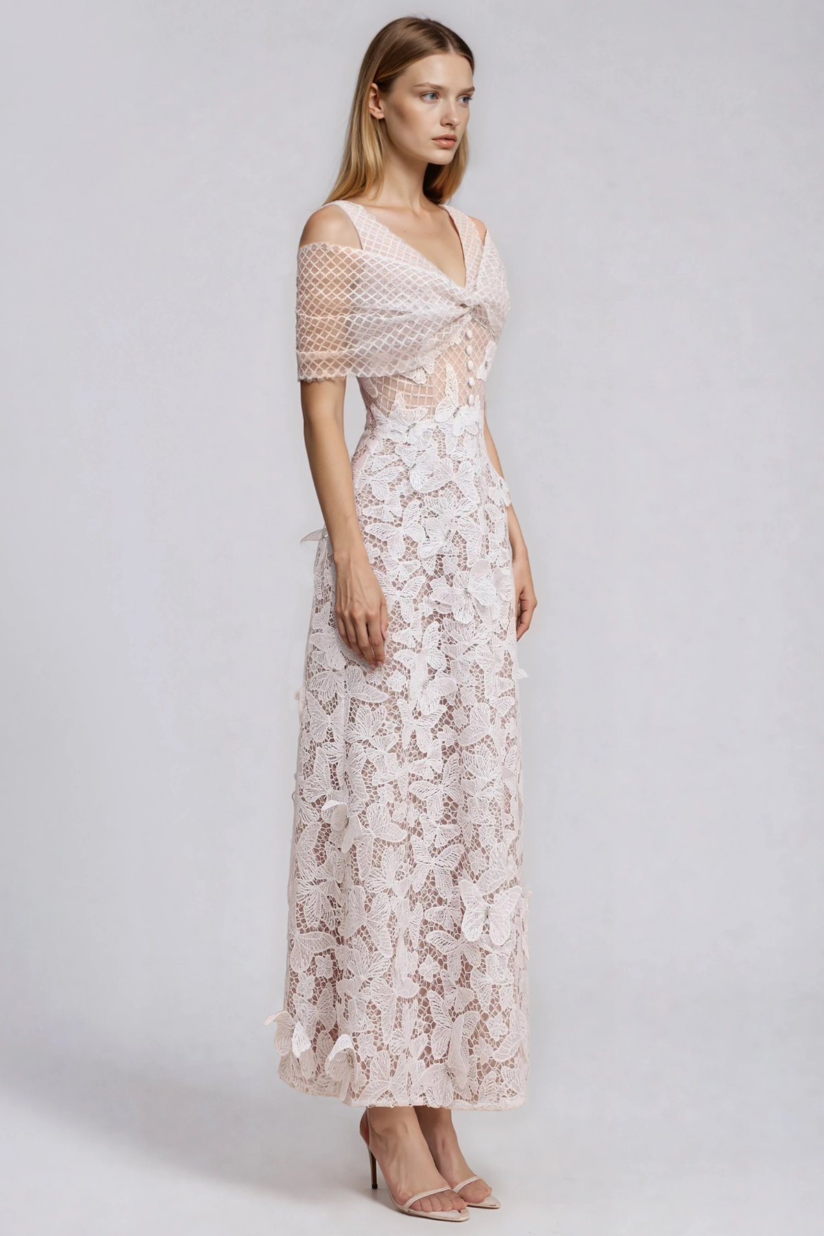 Hartwin Lace Butterfly Maxi Dress