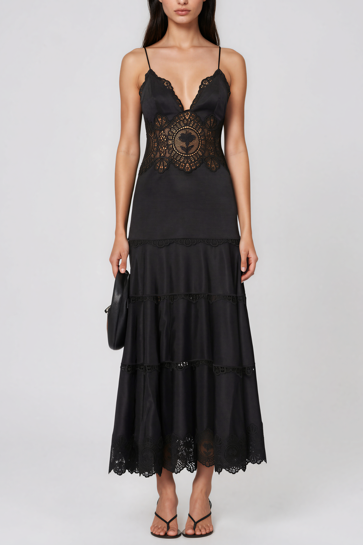 KalkinV Neck  Lace Floral Maxi Dress