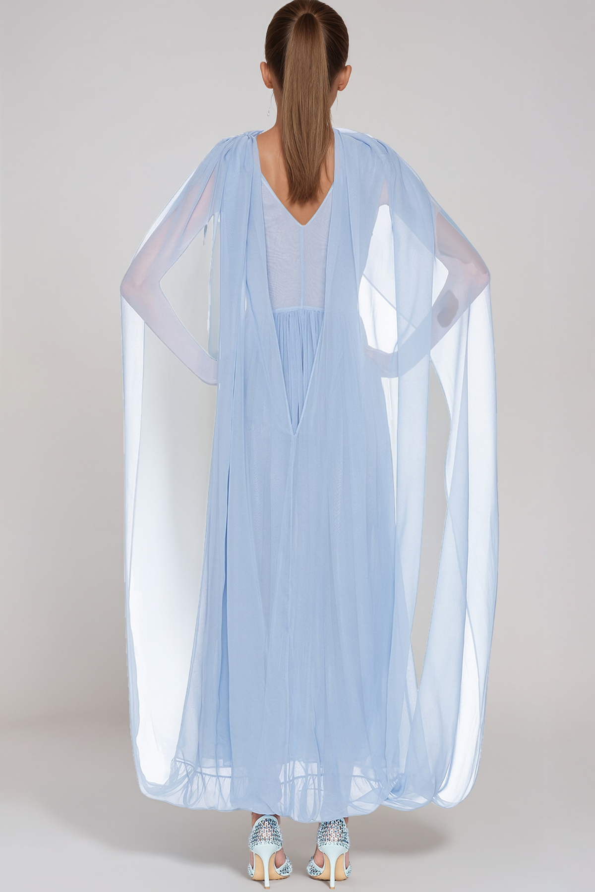 Helier Shwal Mesh Ruch Midi Dress