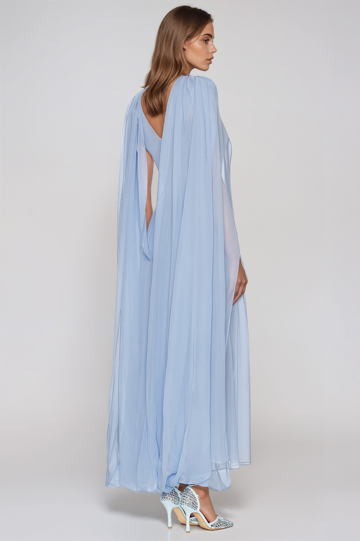 Helier Shwal Mesh Ruch Midi Dress