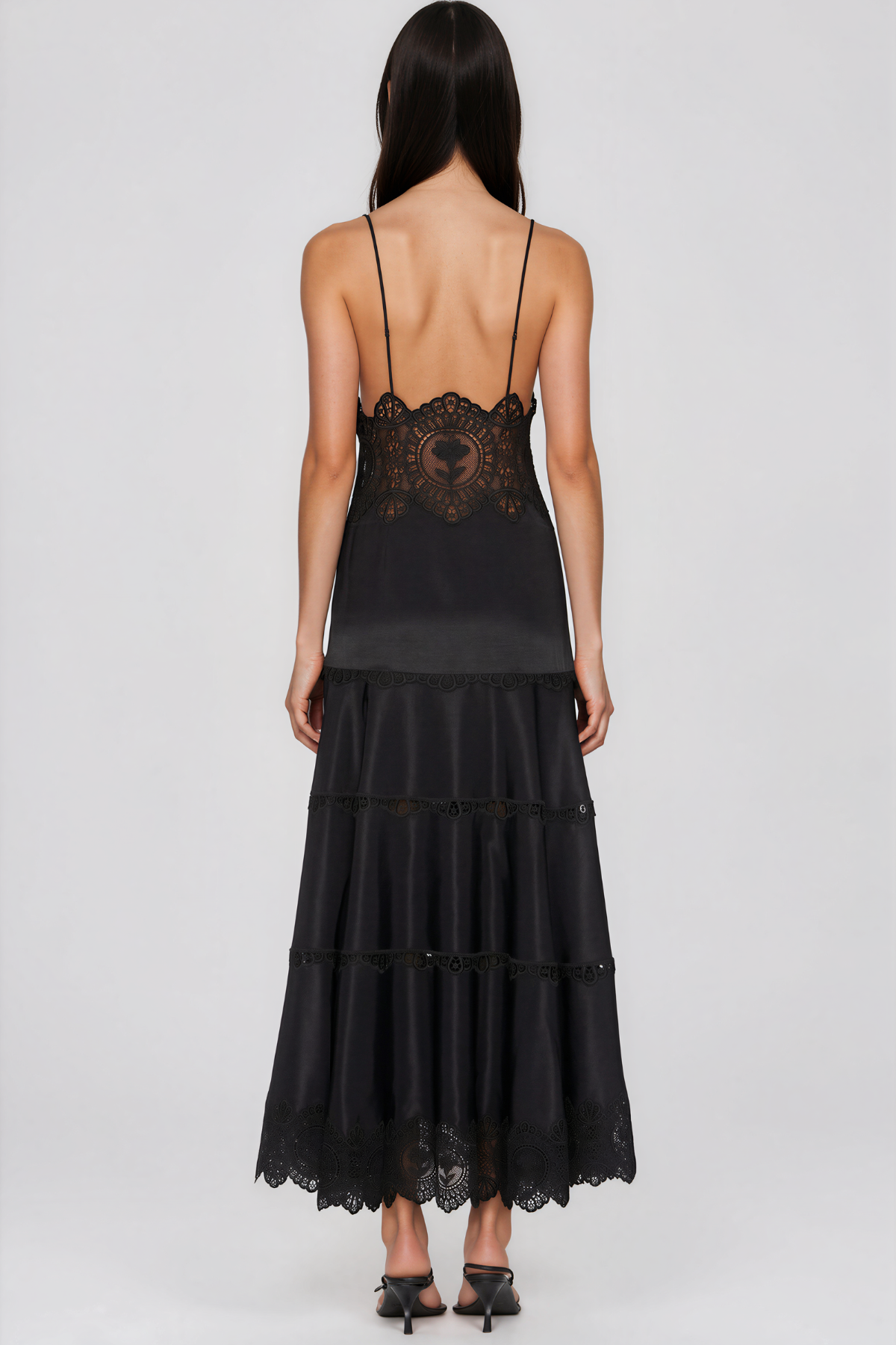KalkinV Neck  Lace Floral Maxi Dress