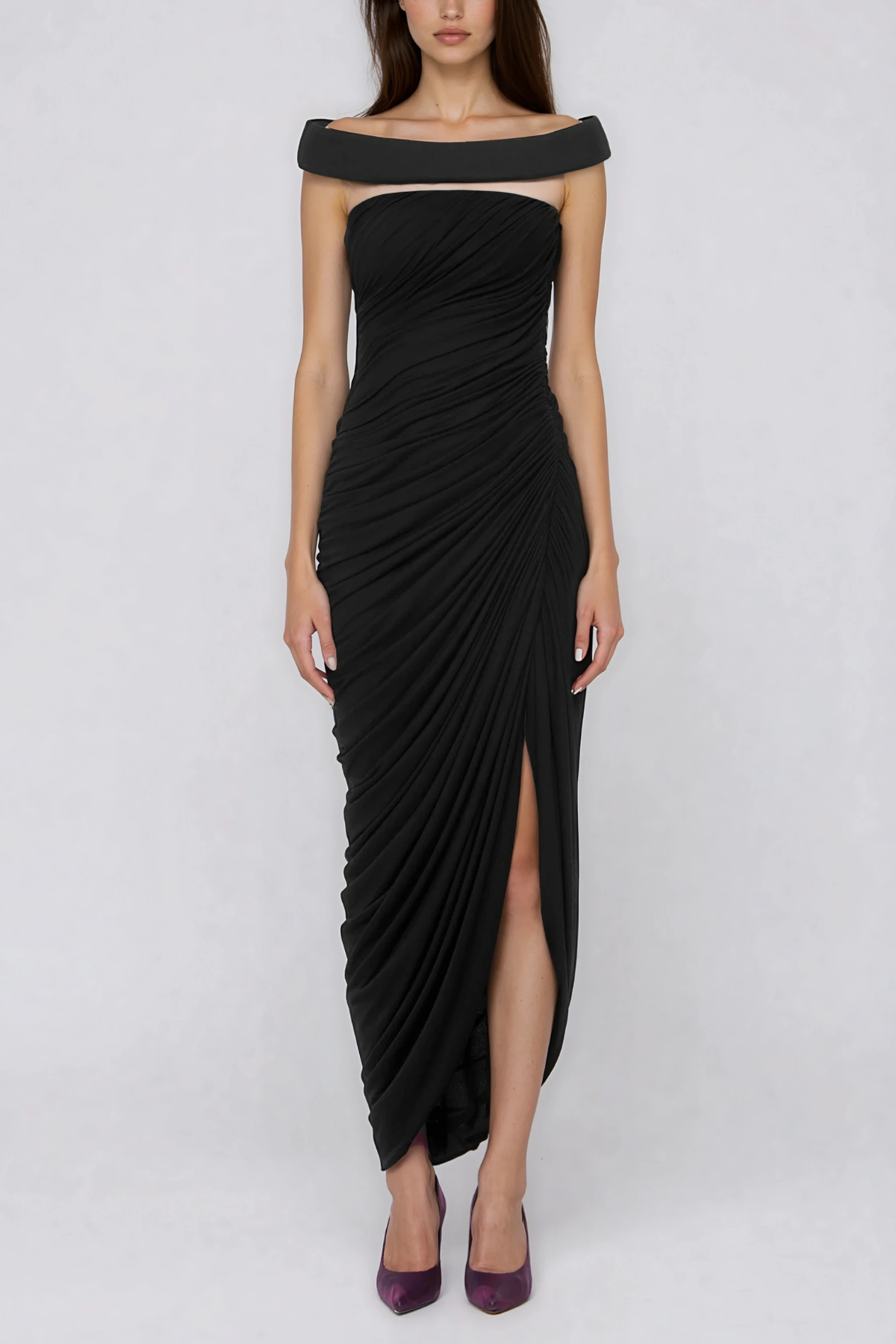 Frederick Off Shoulder Draped Maxi Dress