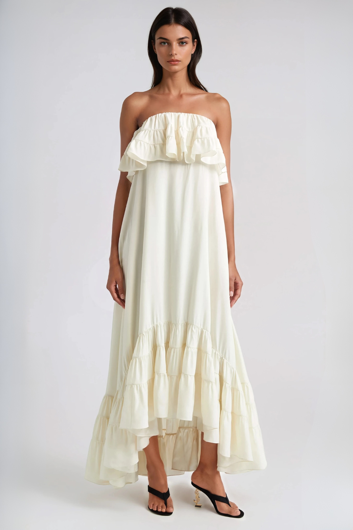 Hepsie Ruffle Ruch Midi Dress