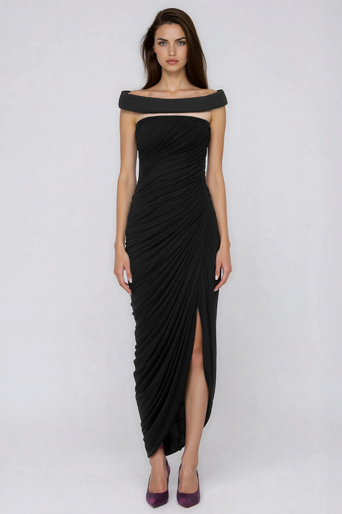 Frederick Off Shoulder Draped Maxi Dress