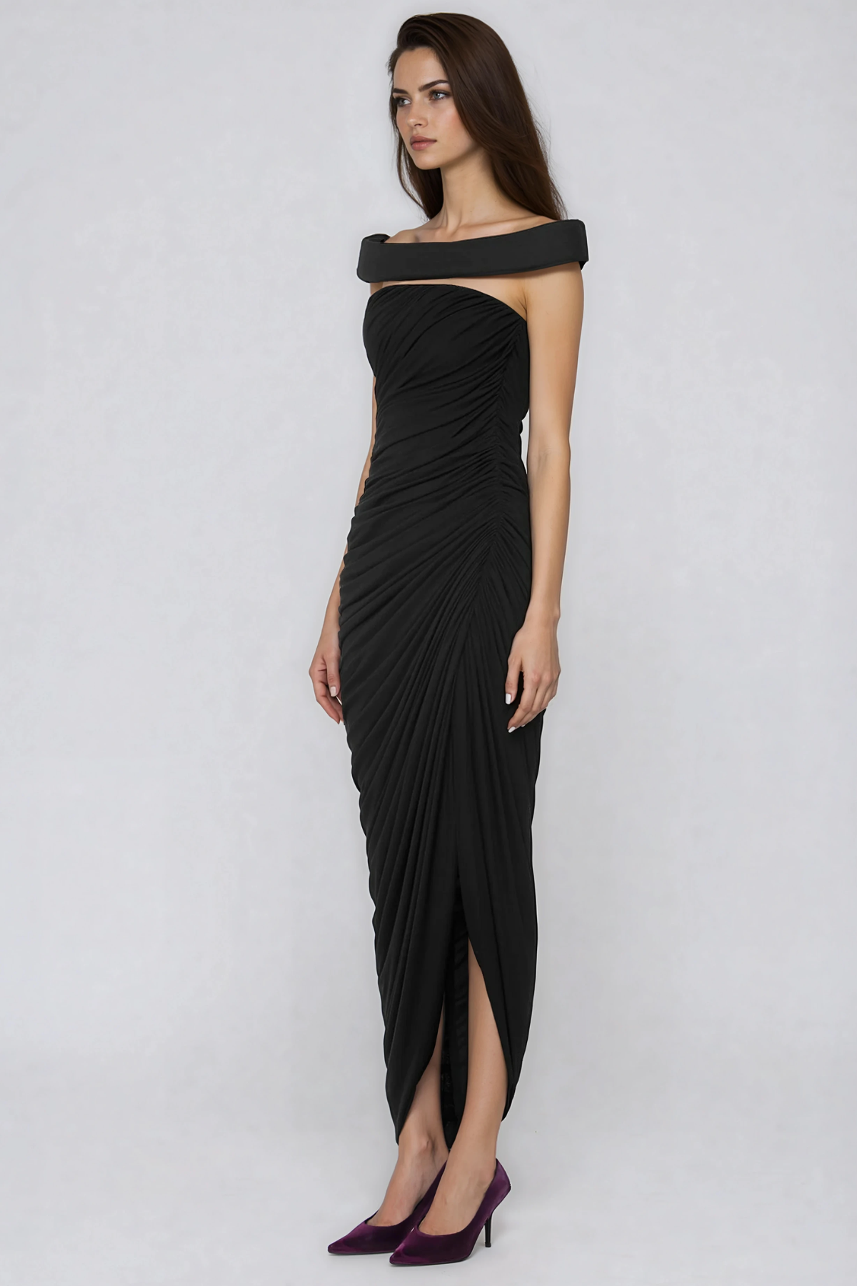 Frederick Off Shoulder Draped Maxi Dress