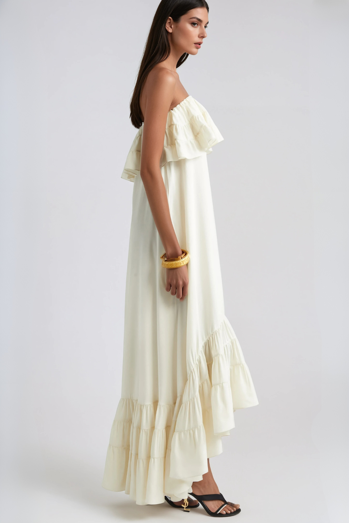 Hepsie Ruffle Ruch Midi Dress
