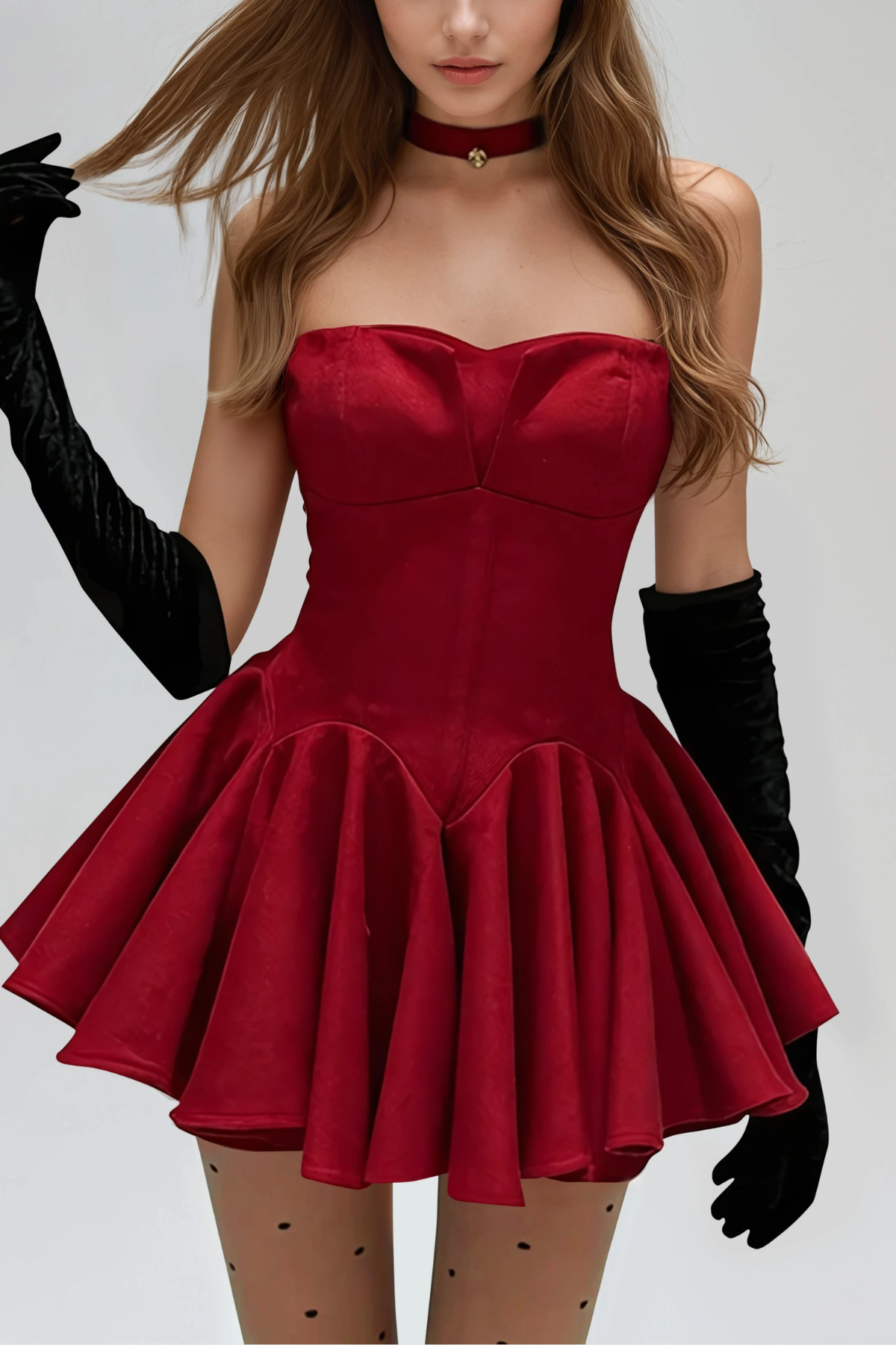 Helvia Bow Ruffle Mini Dress