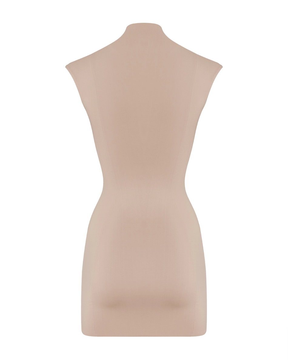 Dobromila Bodycon Hook Mini Dress In Beige