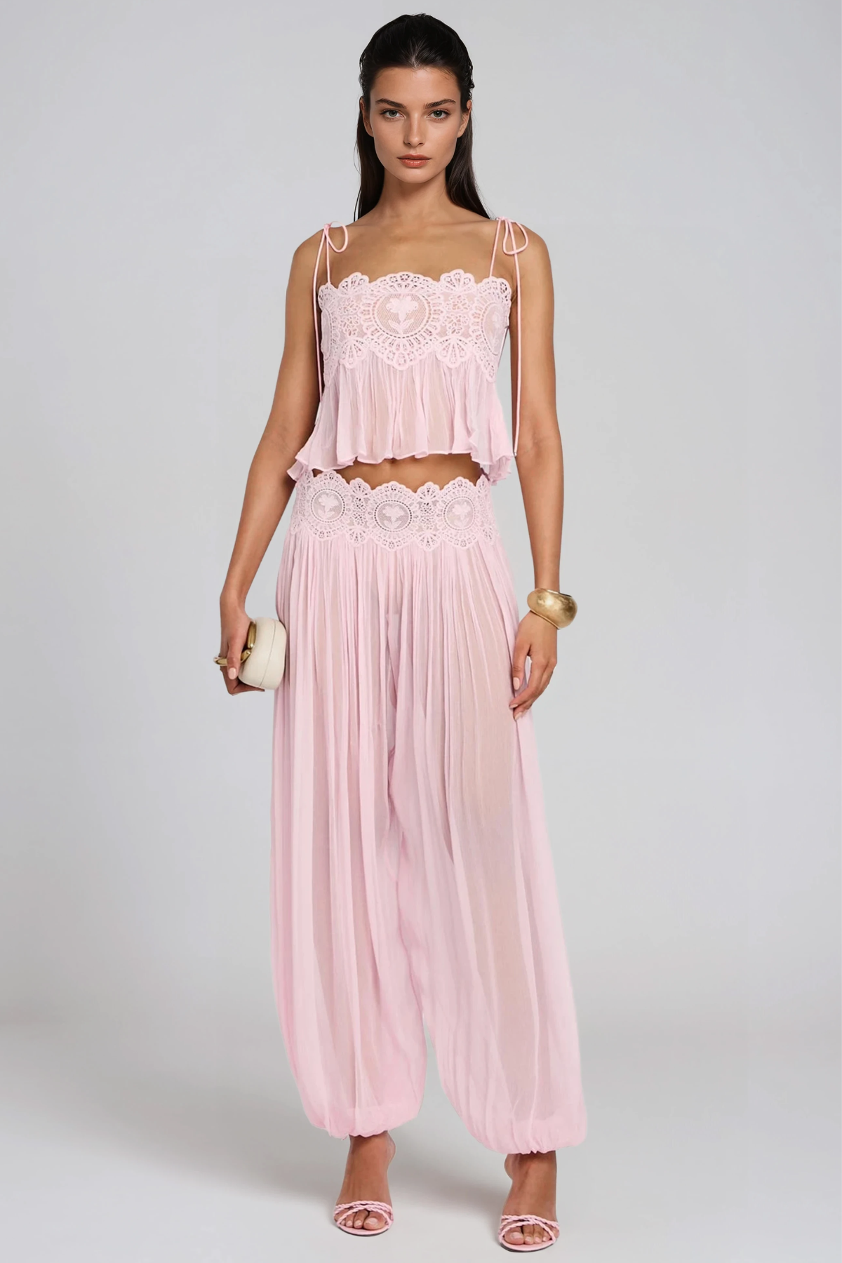 Hanieh Lace Ruch Pants Set