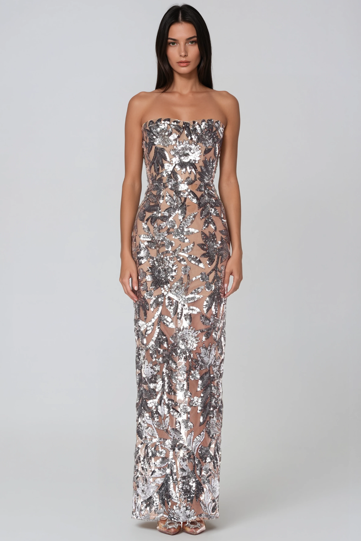 Denica Strapless Sequin Maxi Dress