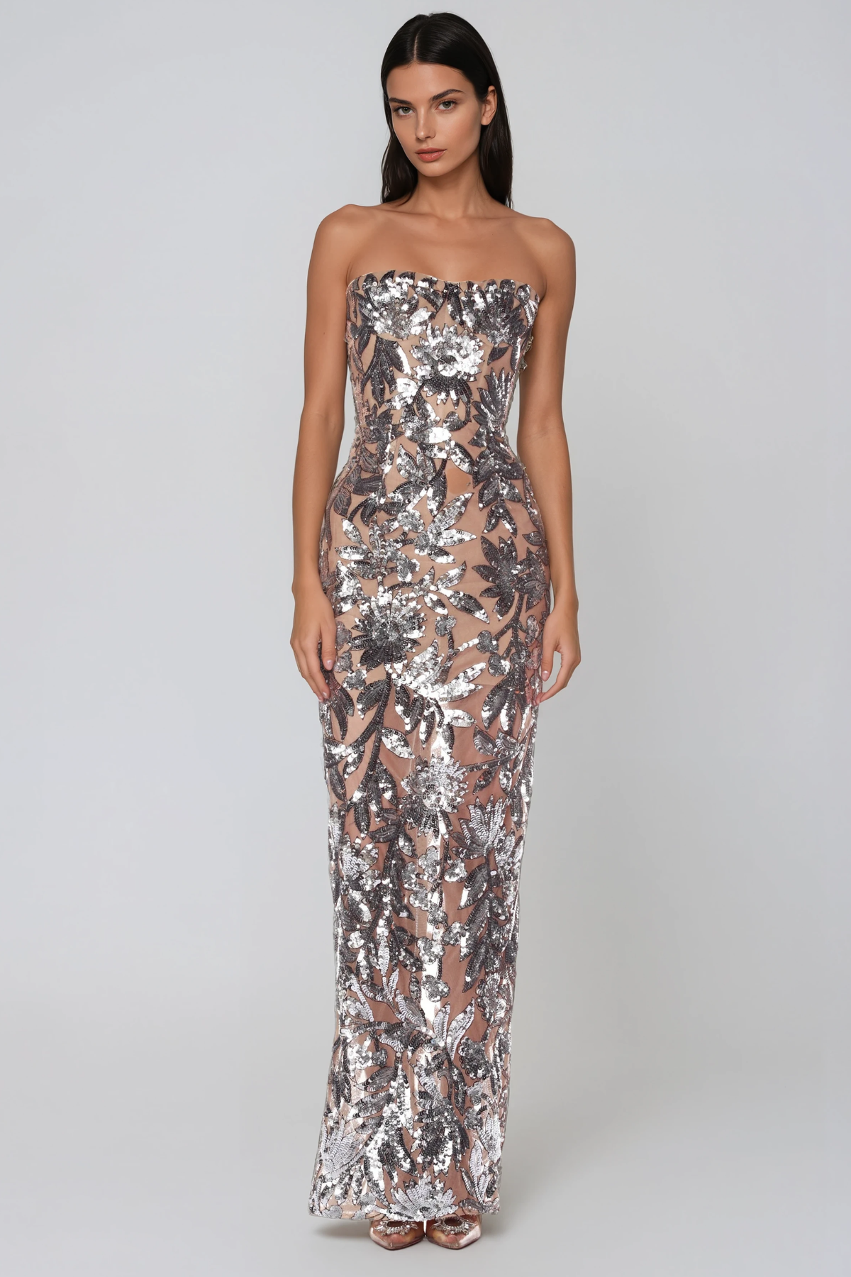 Denica Strapless Sequin Maxi Dress