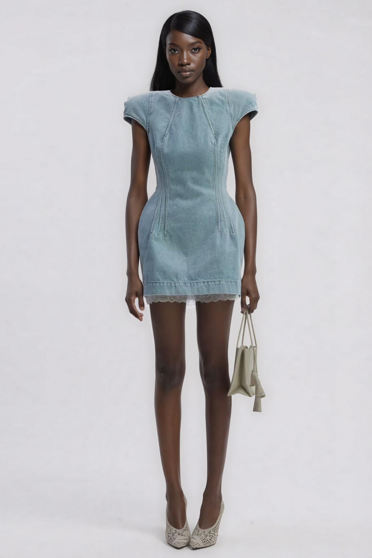 Jabulile Denim Ruch Mini Dress