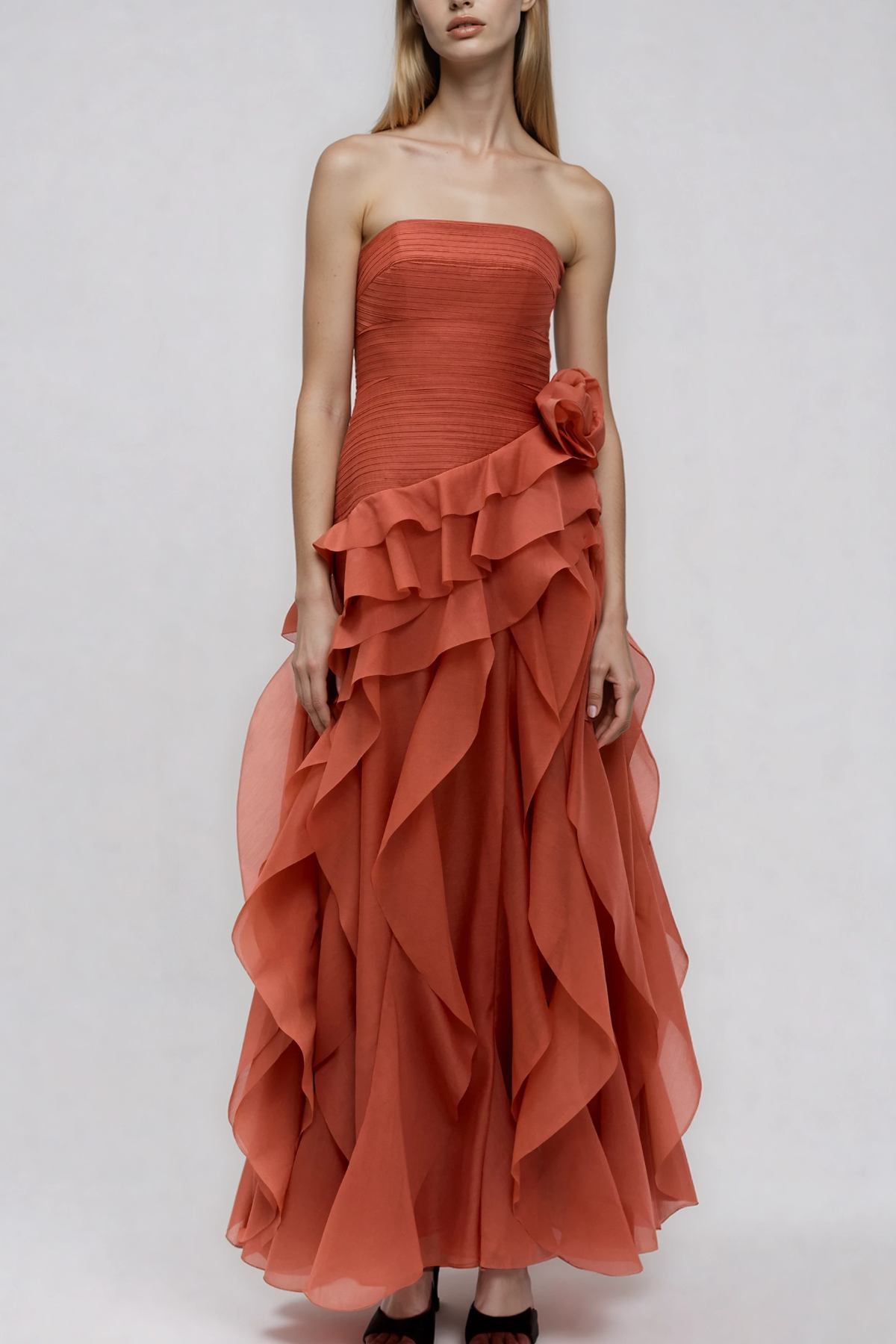 Hephzibah Strapless Ruffle Maxi Dress