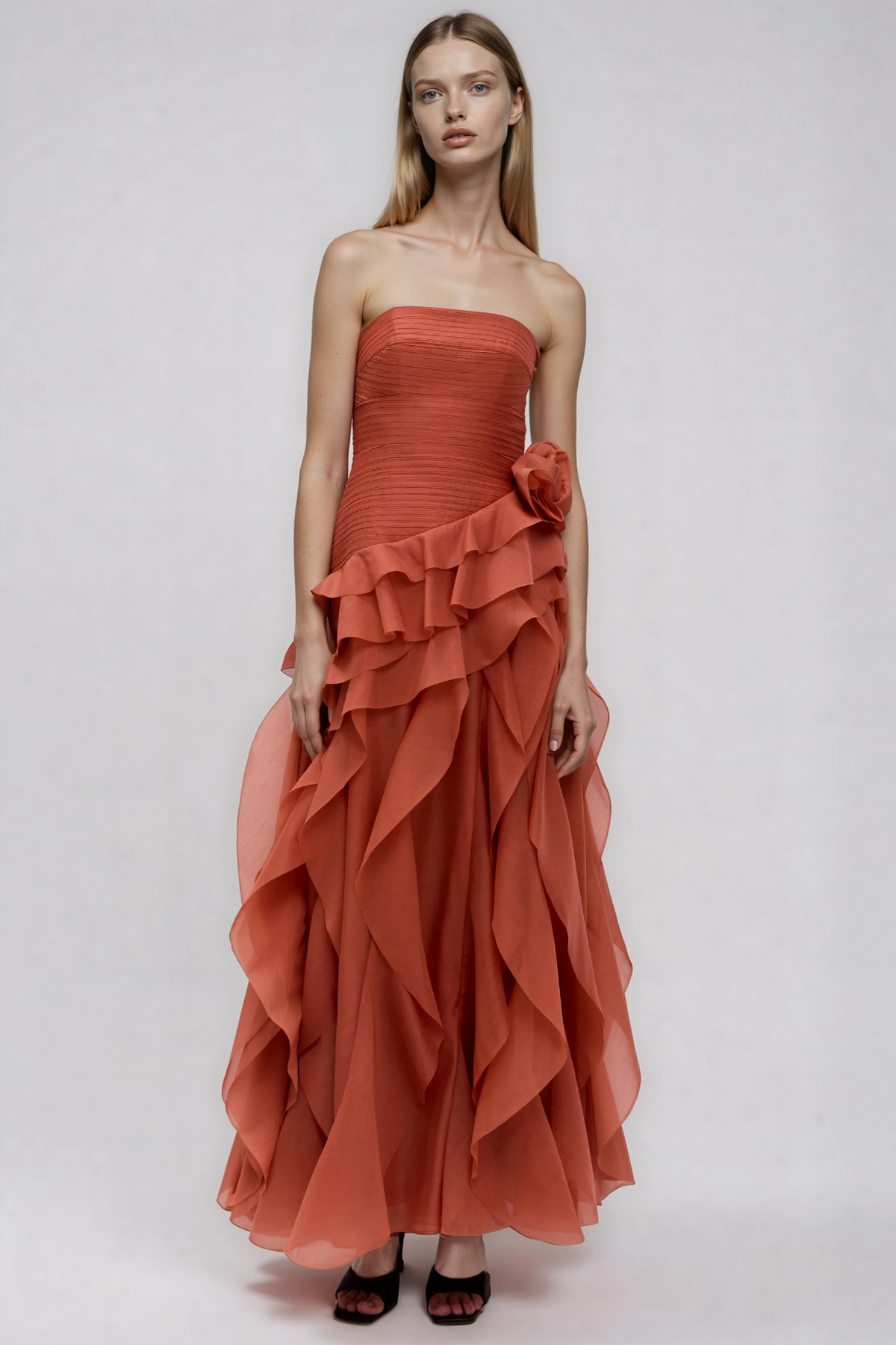 Hephzibah Strapless Ruffle Maxi Dress