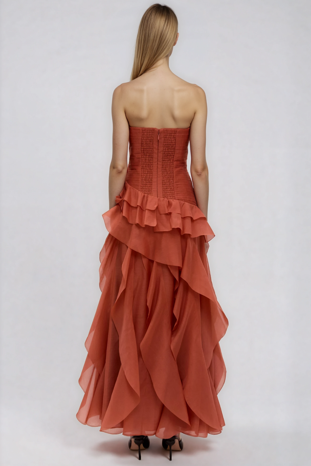 Hephzibah Strapless Ruffle Maxi Dress