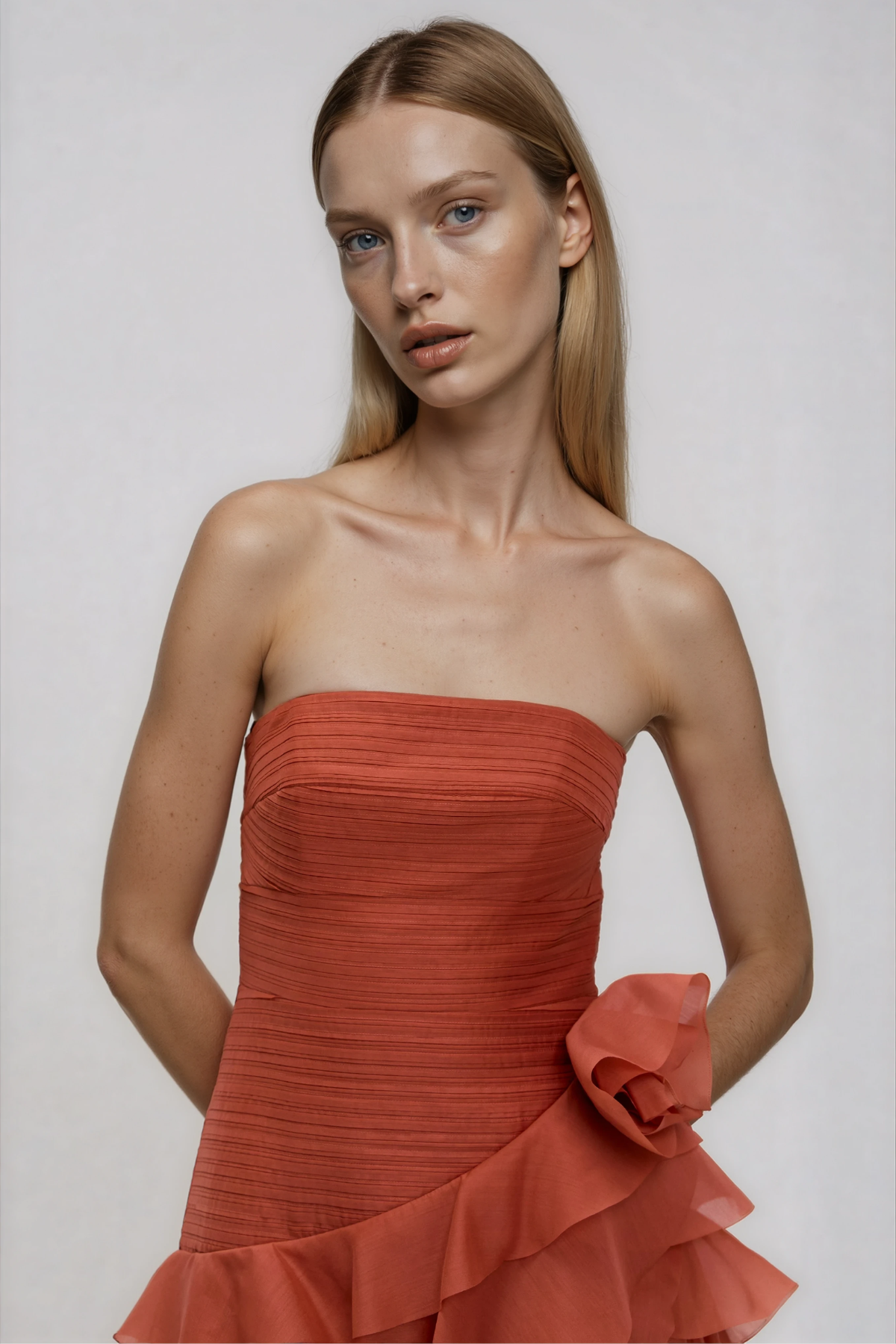 Hephzibah Strapless Ruffle Maxi Dress