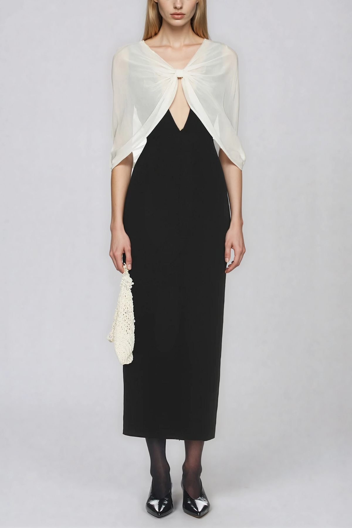 Herenui Shawl Plunge Midi Dress