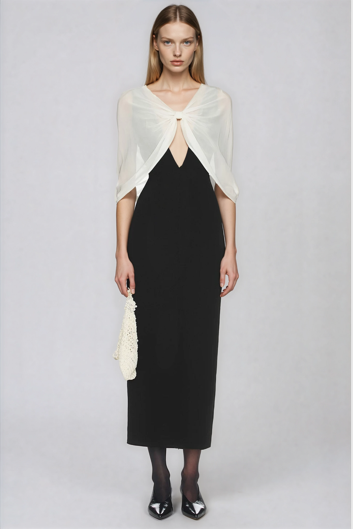 Herenui Shawl Plunge Midi Dress