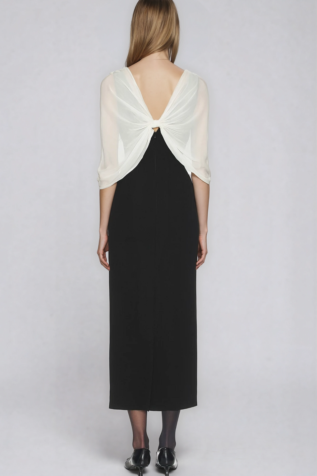 Herenui Shawl Plunge Midi Dress