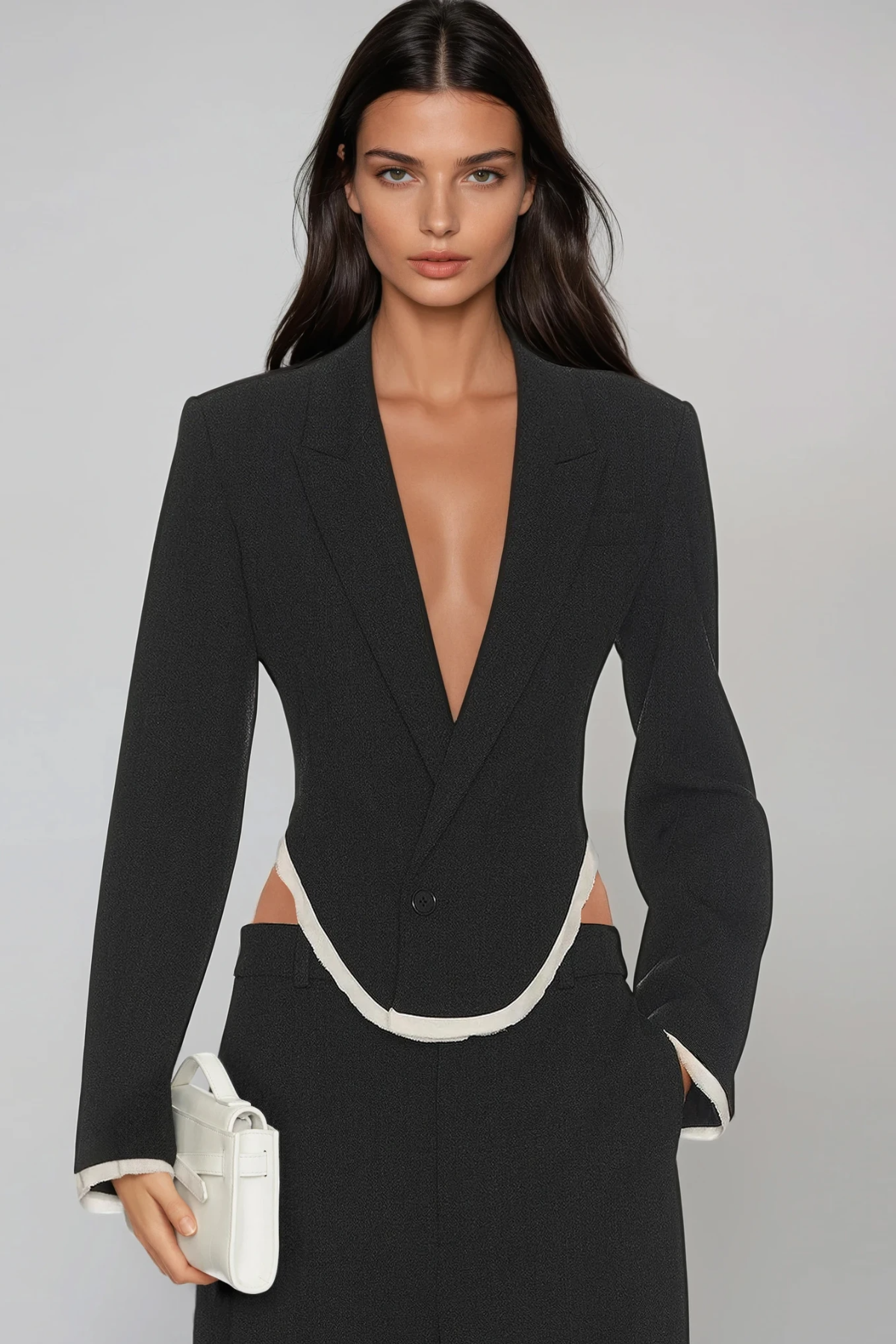 Giovannina Plunge Colorblock Blazer Pants Set