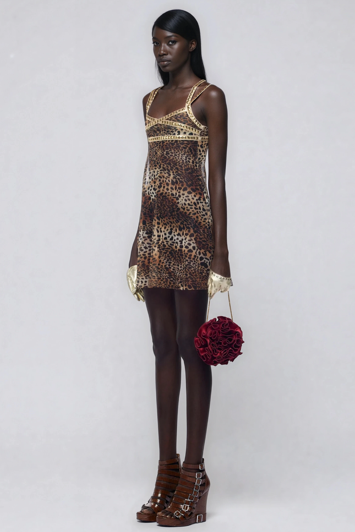 Hepsie Leopard Crystal Mini Dress