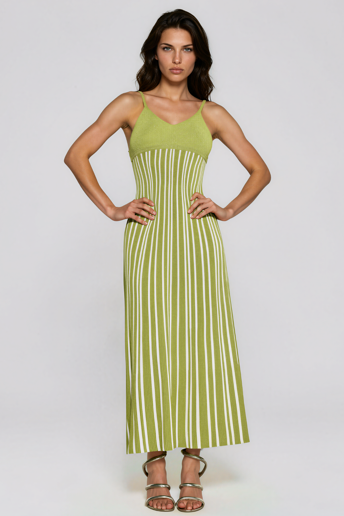 Giovannetta Sequin Knit Maxi Dress In Chartreuse
