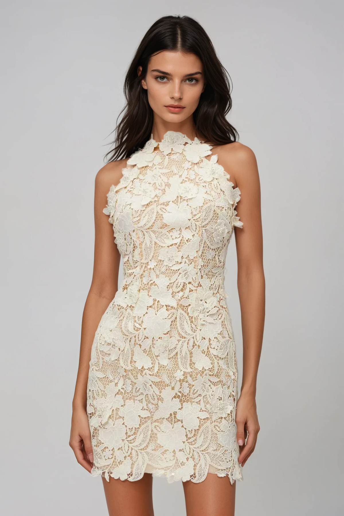 Bodie Embroidered Flower Mini Dress