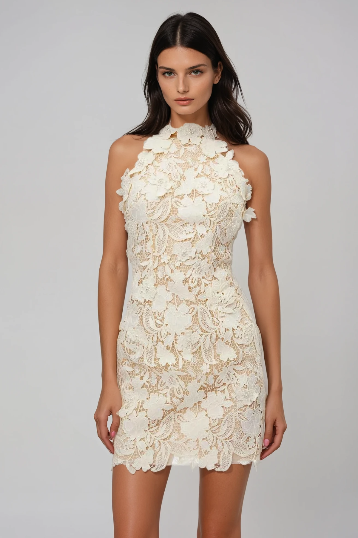Bodie Embroidered Flower Mini Dress