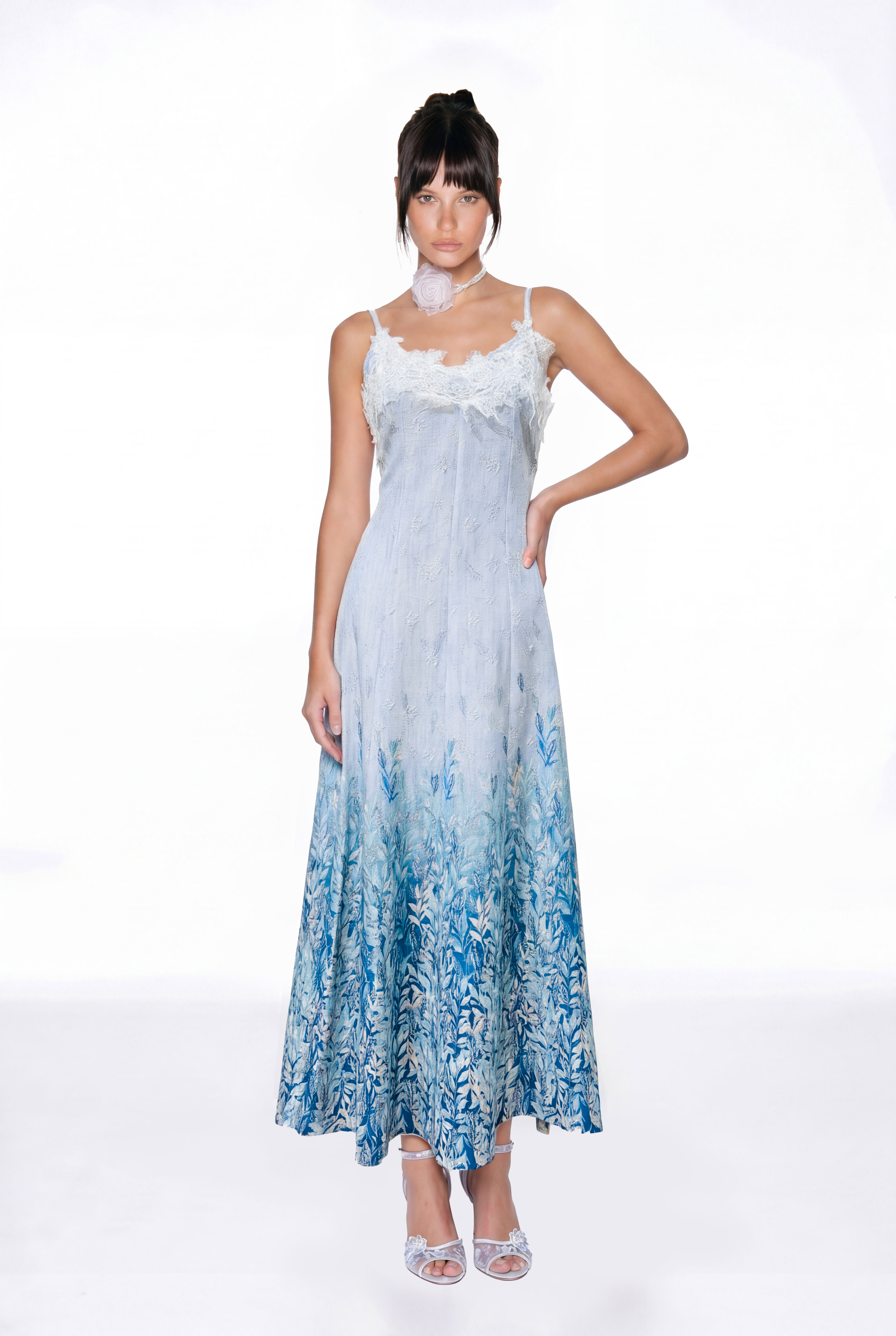 Jaropełk Spaghetti Floral Lace Midi Dress