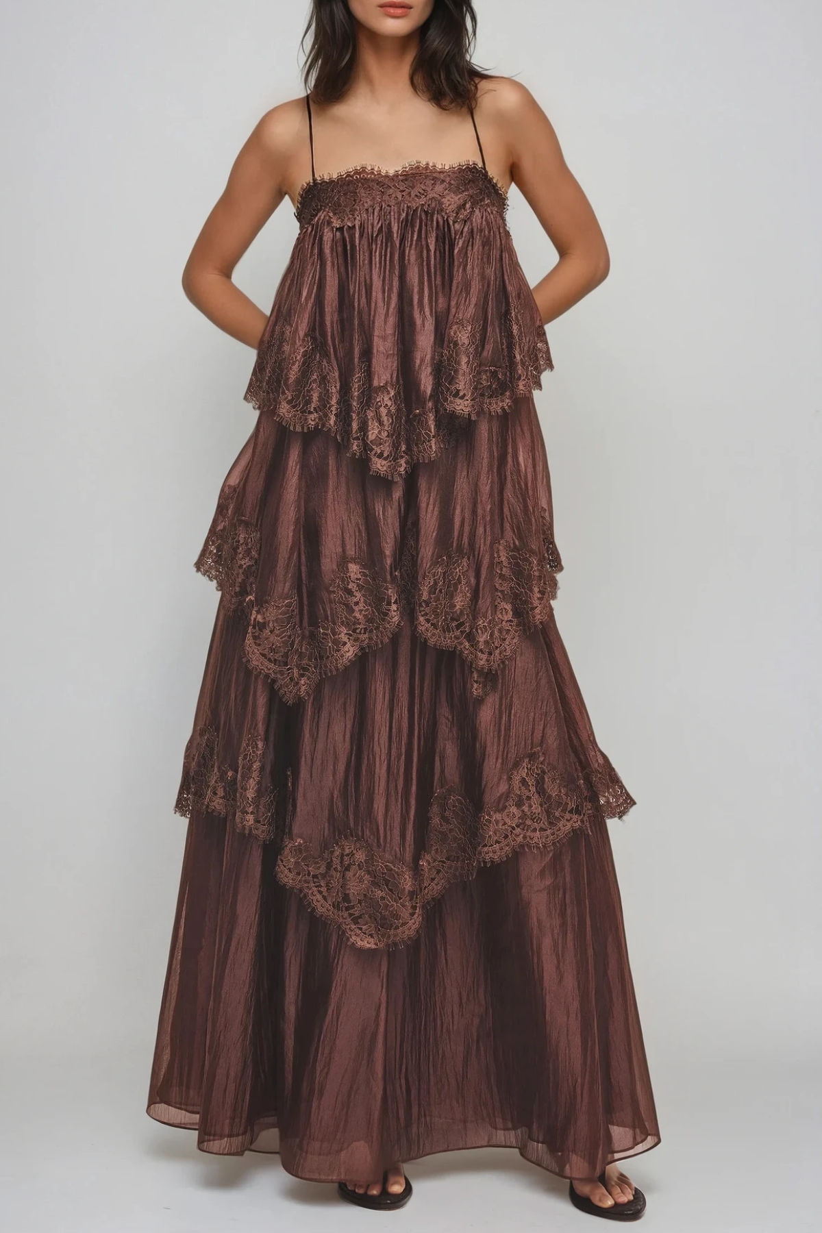 Drummond Spaghetti Lace Maxi Tiered Dress