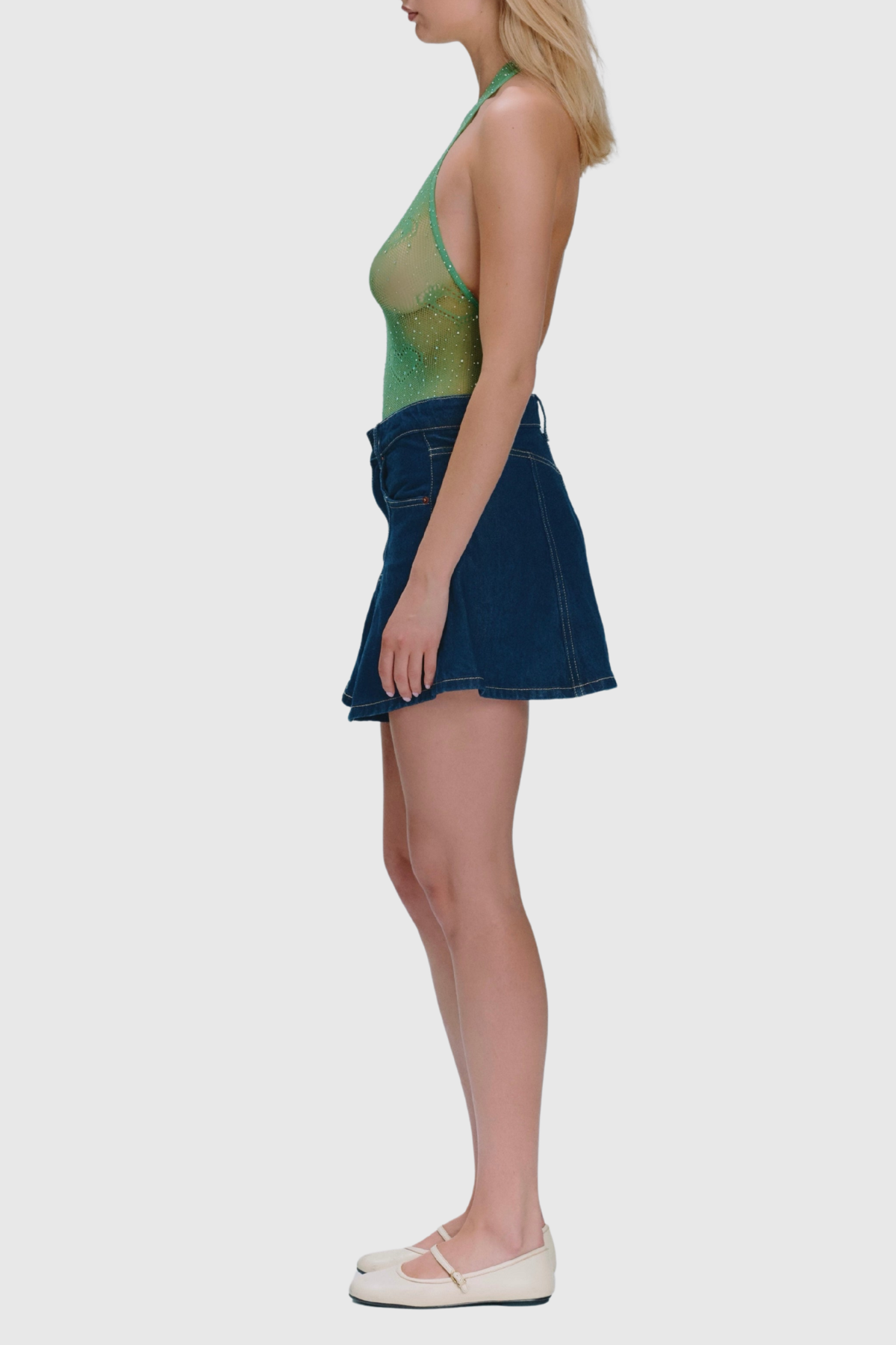 Farzana Halter Neck Rhinestone Heart Bodysuit