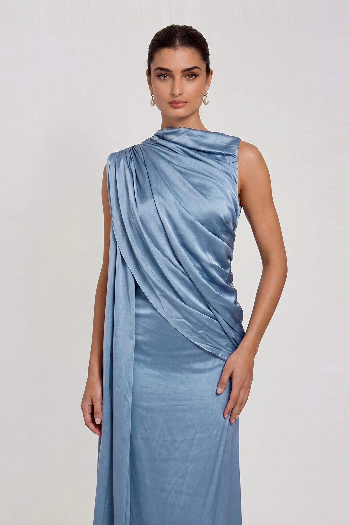 Flick Sleeveless Ruch Fringe Maxi Dress