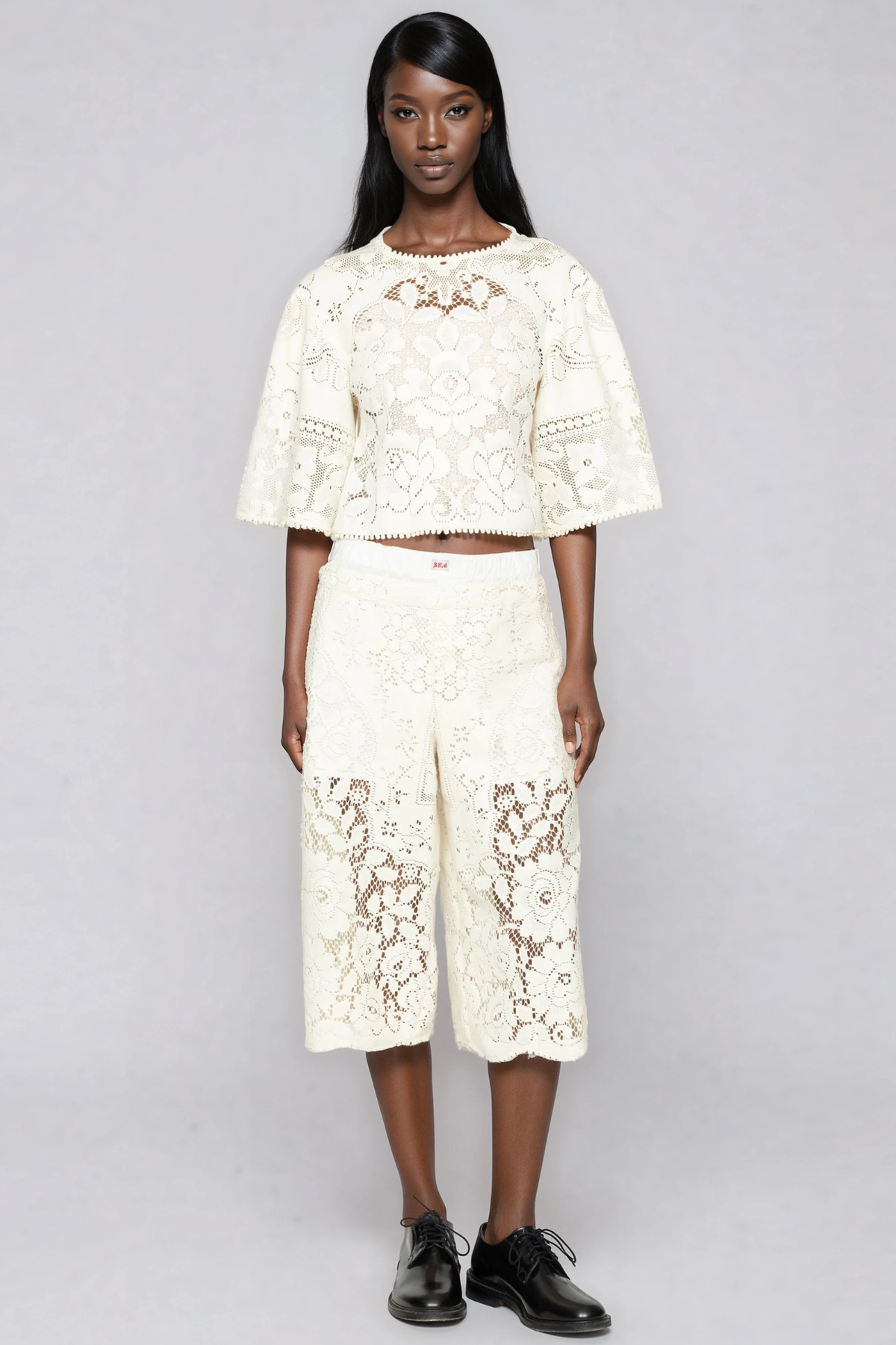 Hamlet Lace Cutout Wide Leg Pants Set
