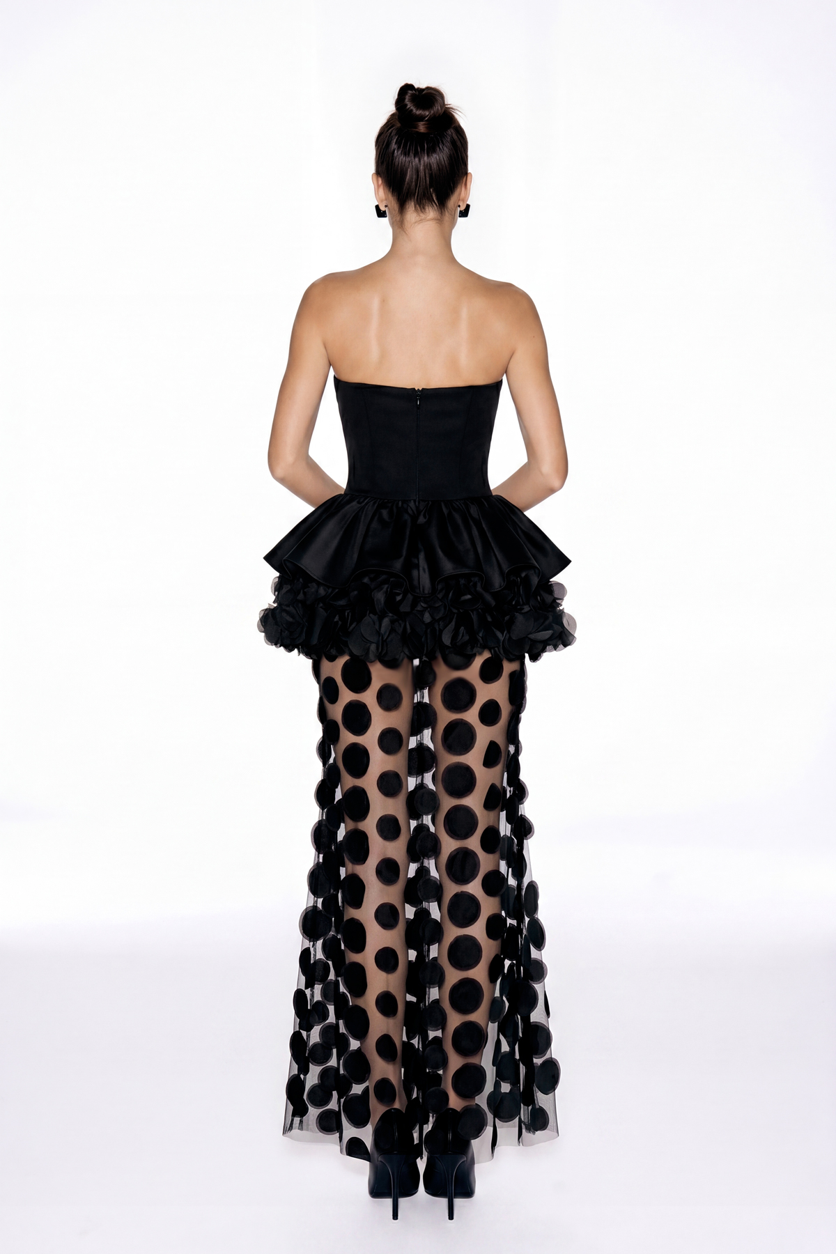 Ellwood Ruffle Dot Mesh Maxi Dress