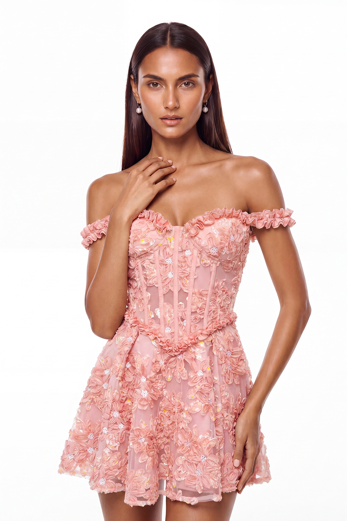 Blossom Flower Off Shoulder Mini Dress