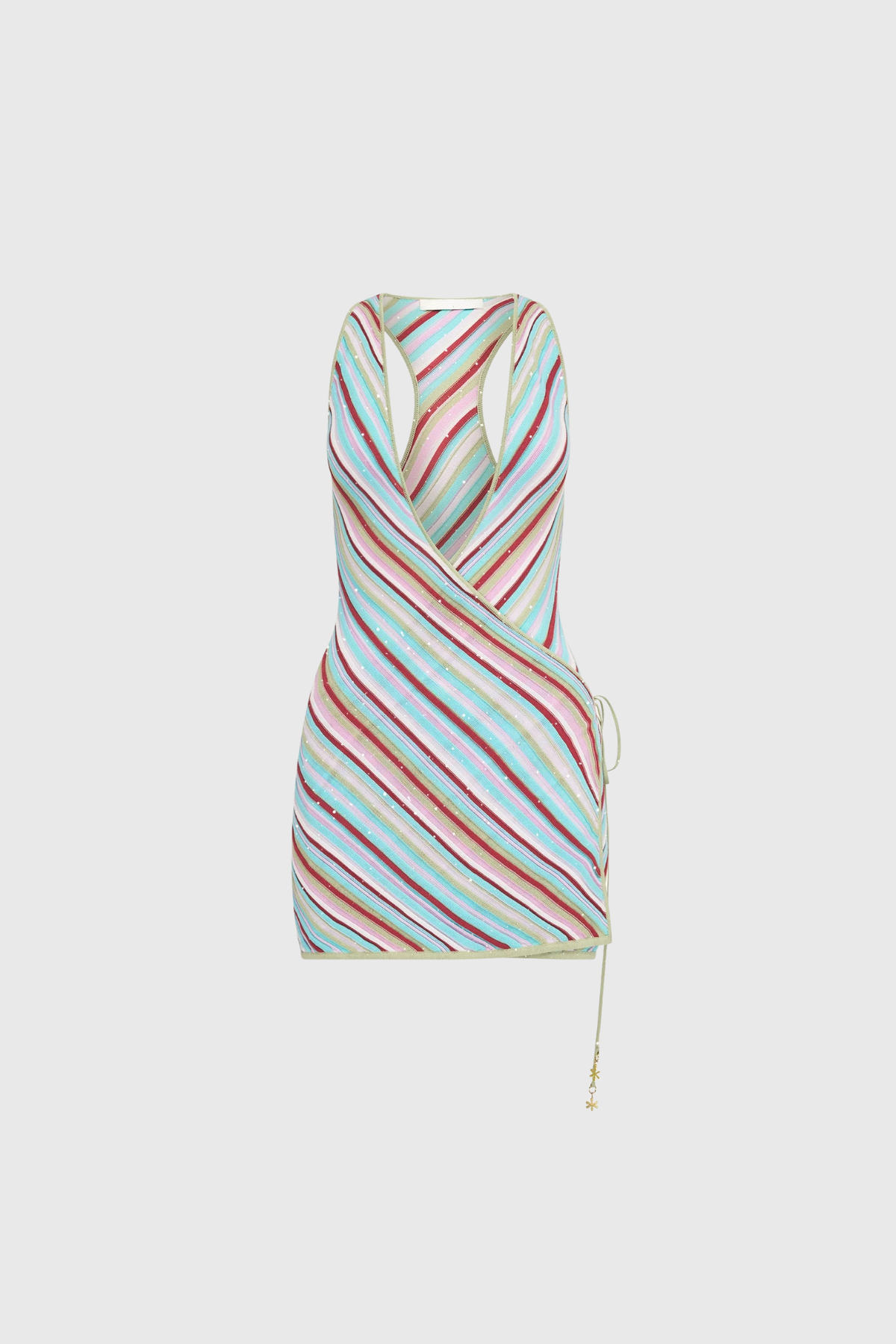 Kendi Plunge Glitter Stripe Mini Dress