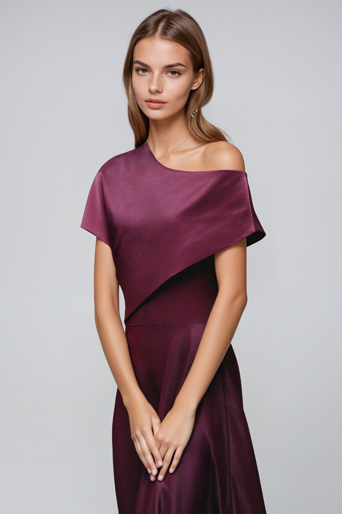 Heli One Shoulder  Asymmetric Maxi Dress